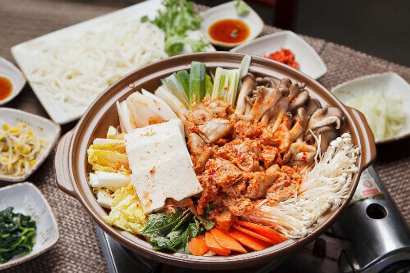 Gopchang Jeongol is a Korean traditional stew with beef tripe.