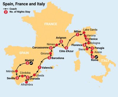 france italy spain tour package