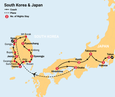 japan and korea tours from canada