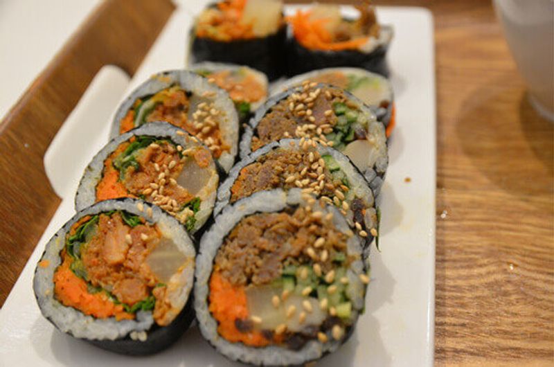 Kimbap or Gimbap a popular traditional food in South Korea.