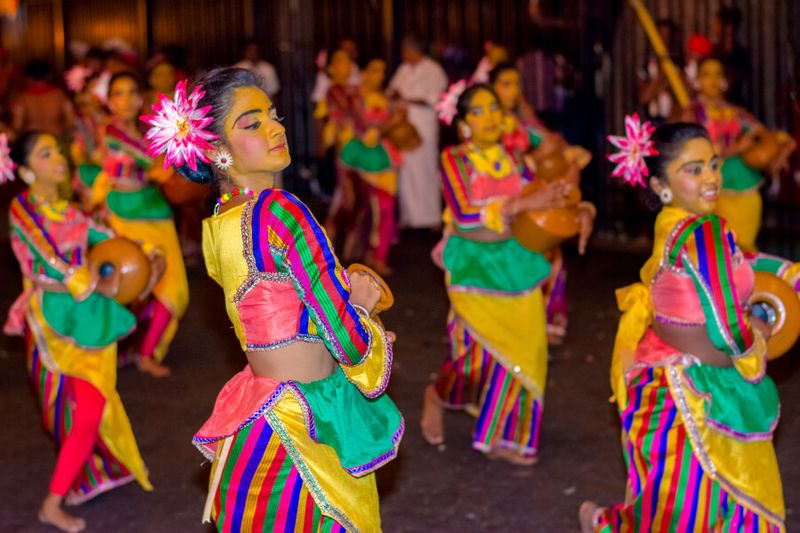 Female dancers during the Esala procession in Kandy.