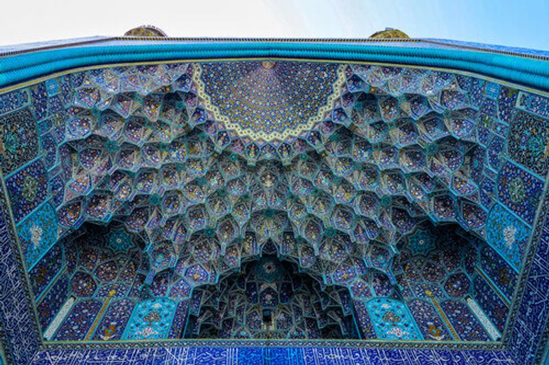 The intricate mosaic dome in Masjed-e shah, Esfahan.