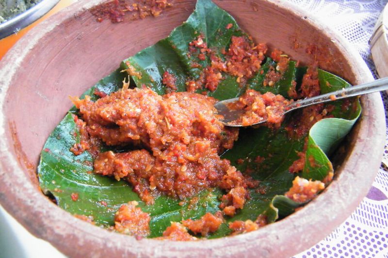 Lunumiris is a spicy Sri Lankan sambal paste served as a condiment