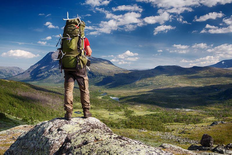 Person hiking in Northern Sweden.