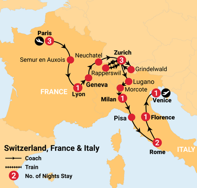 switzerland france italy tour