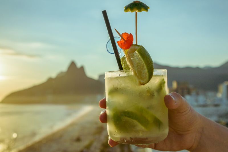 Caipirinha cocktail with a kiwi twist in Rio de Janeiro, Brazil.
