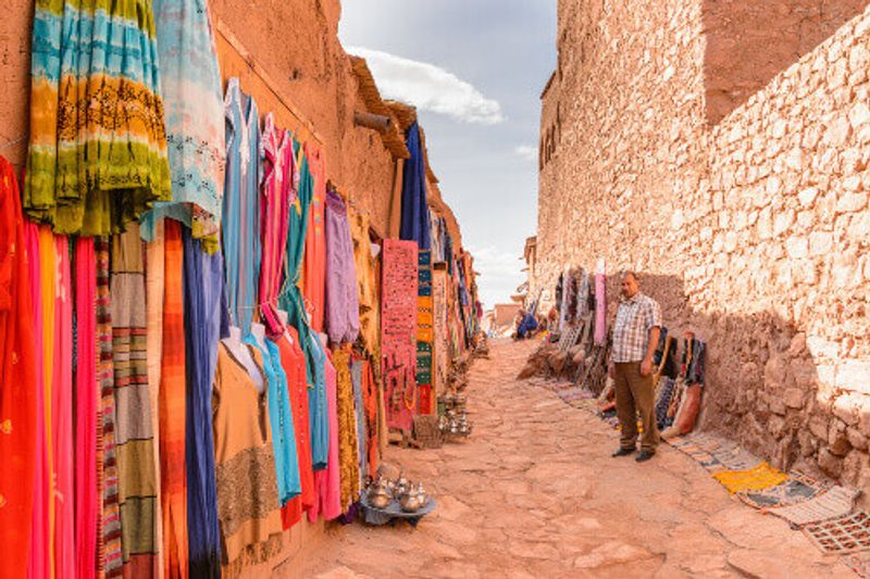 The walls of Ait Ben Haddou, a fortified city and the former caravan path from the Sahara to Marrakech.