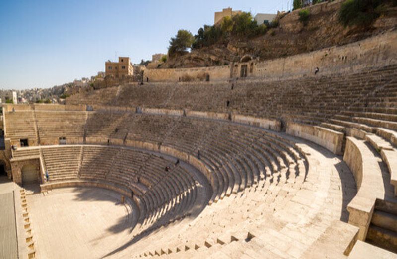 The historic Roman Amphitheatre in Amman, Jordan.