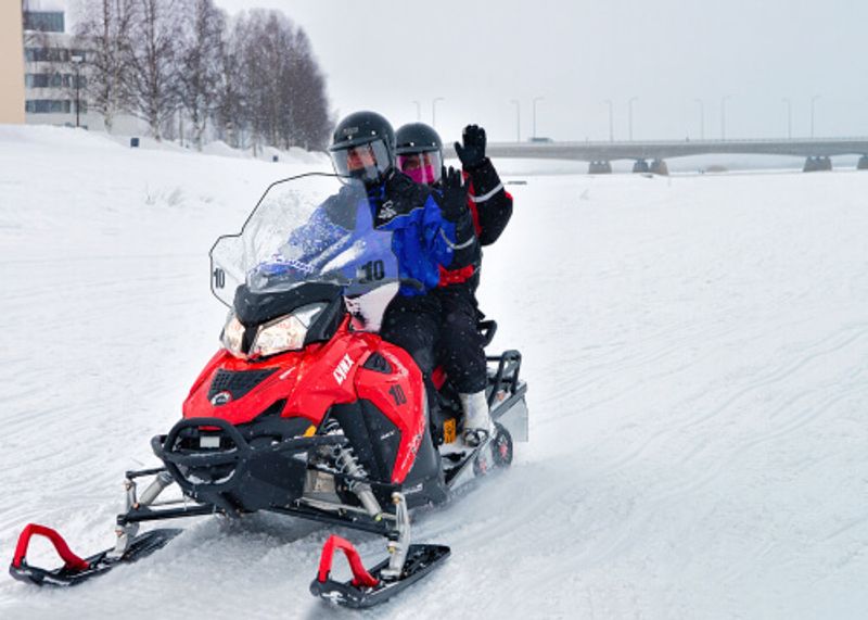 Snow mobiles are a popular mode of transport in Lapland.