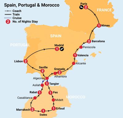 22 Day Inspiring Spain Portugal Morocco With France Extension