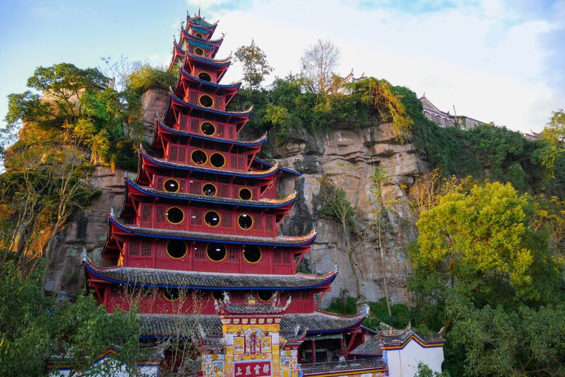 The red Shibaozhai Pagoda