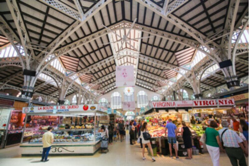 The stylish and functional interiors of Valencia Market, Spain.