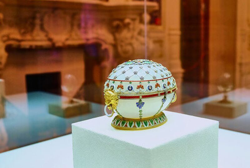 The Renaissance Egg made in 1894 by Faberge as displayed in Shuvalov Palace.