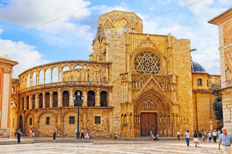 Square of Saint Mary and the Valencia Cathedral Temple in Valencia, Spain.