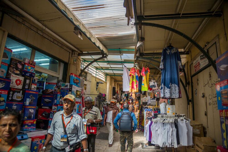 Visitors in the Old Town Market in Nazareth, Israel.