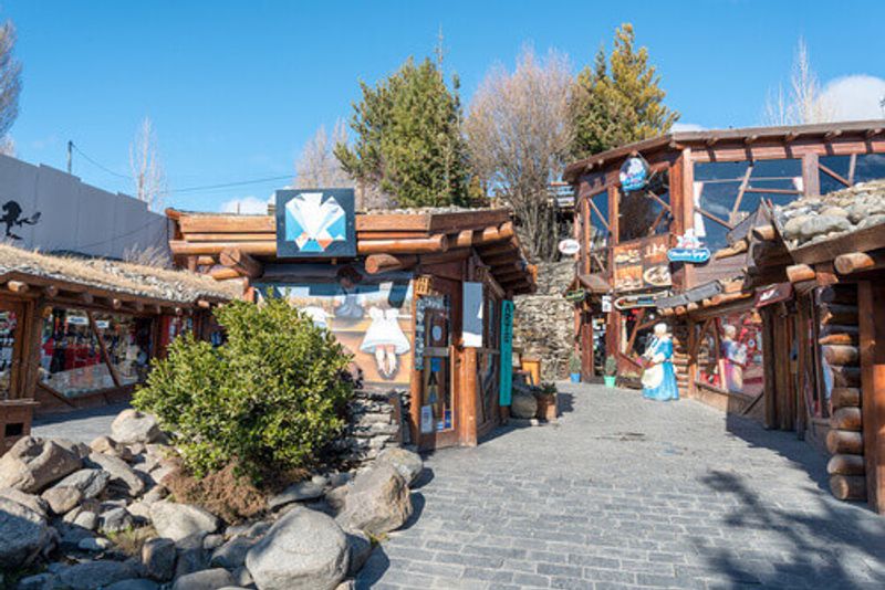 Souvenir and artisan shops in the centre of El Calafate in Patagonia, El Calafate, Argentina.