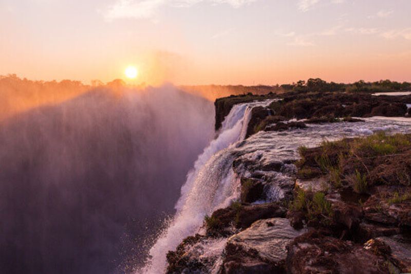 The naturally formed Devils Pool where some tourists swim despite a risk of plunging over the edge in Victoria Falls.
