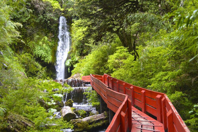 The Termas Geometricas natural hot springs, near the town of Conaripe, Chile