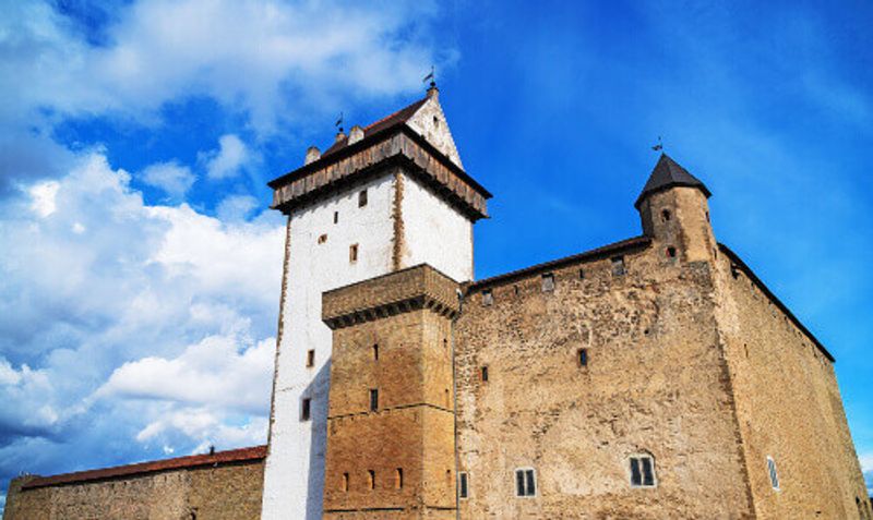 Closeup view of Hermann Castle in Narva.