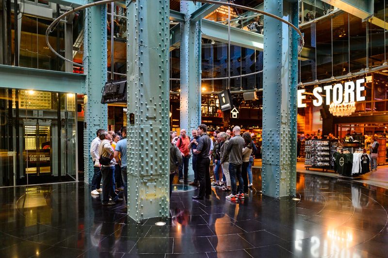 Visitors enjoy a tour of the Guinness Museum.