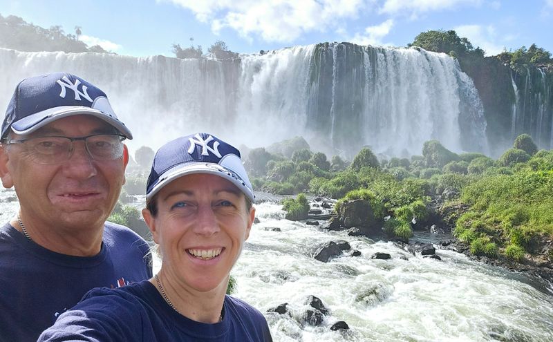 Susan and Vic at Iguazu Falls (photo taken by Susan on tour)