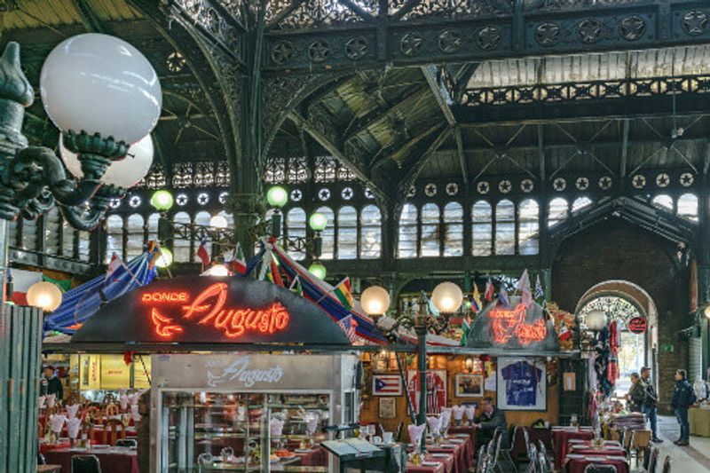 Interior view of Mercado Central, a famous food and drink traditional market of Santiago de Chile