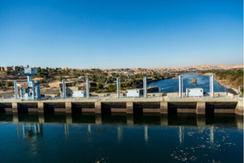 The picturesque Aswan Dam on the Nile, Egypt.