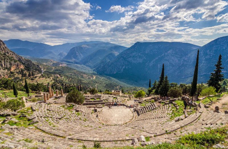The ruins of an old theatre in Delphi.