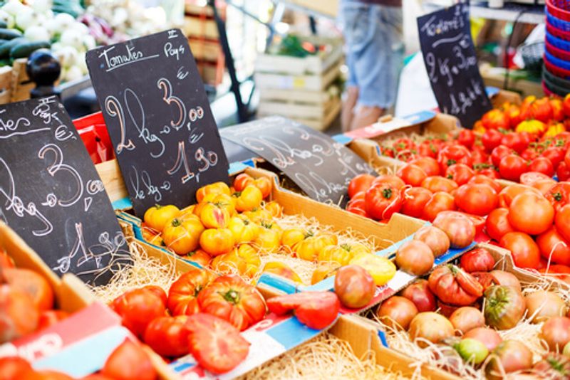 Vegetables on display at a Farmers Market, Portugal.