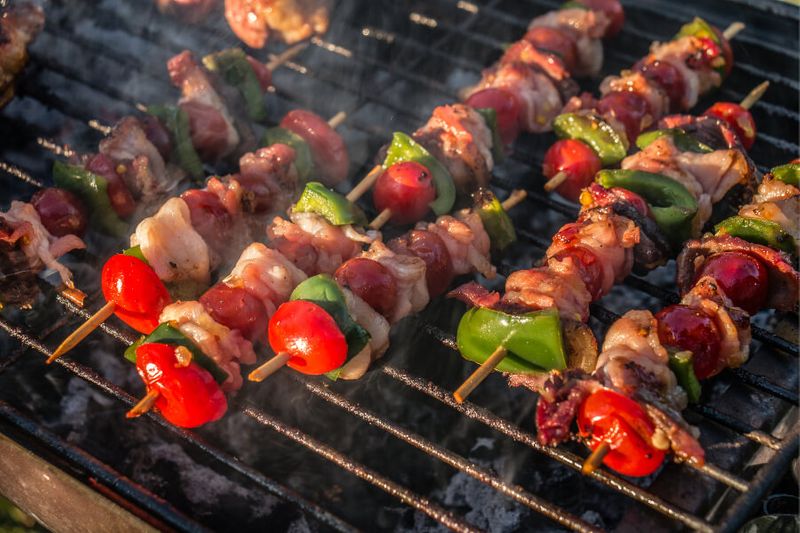 Vegetable and meat kebab known to South Africa as Braai