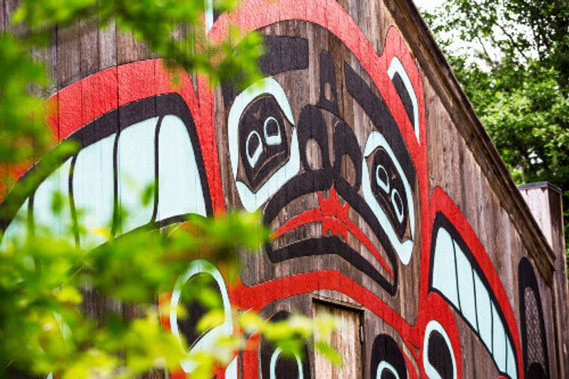 Details of the Beaver Clan House at Saxman Village.