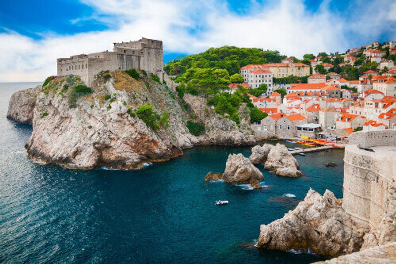 Fort Lovrijenac and part of old town in Dubrovnik.