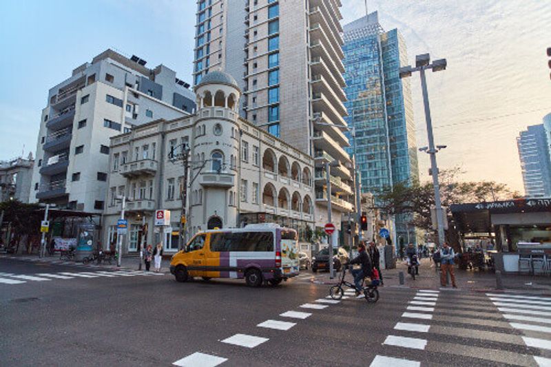 Cars at the Rotschild Street in Tel Aviv, Israel.