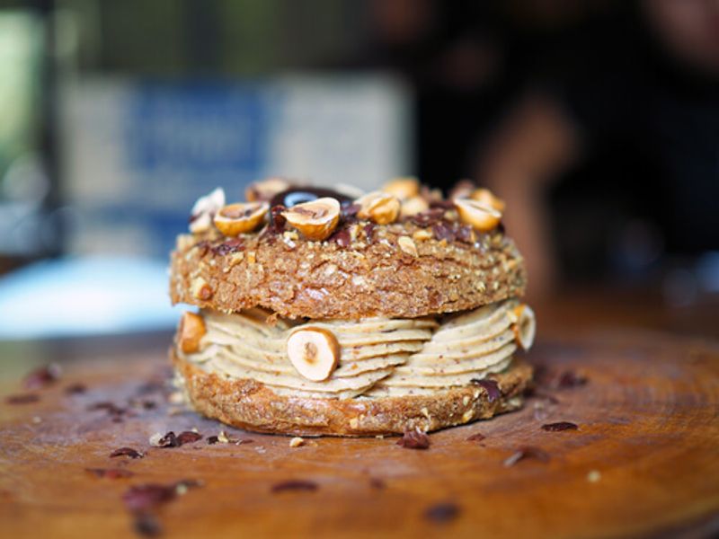 A cream puff with a twist, Paris Brest is light and tasty.