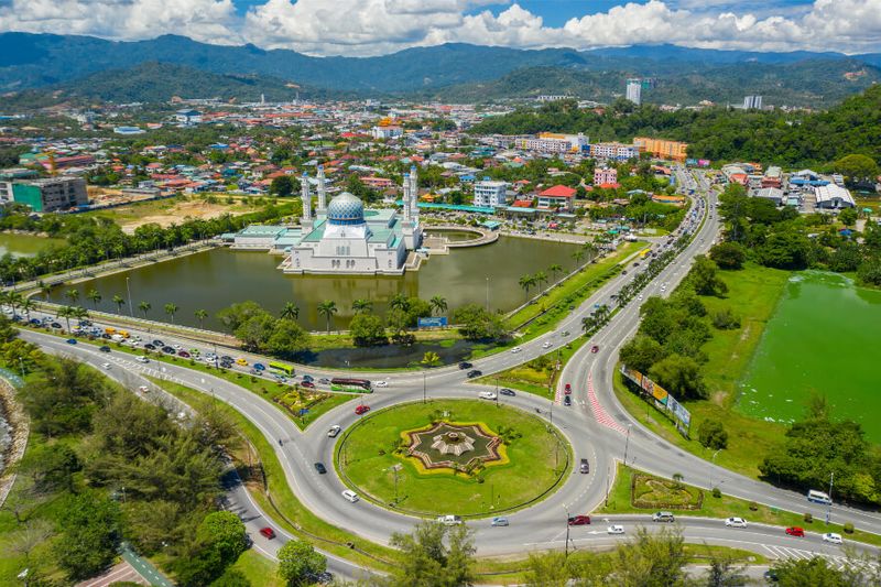 Aerial view of the city of Kota Kinabalu