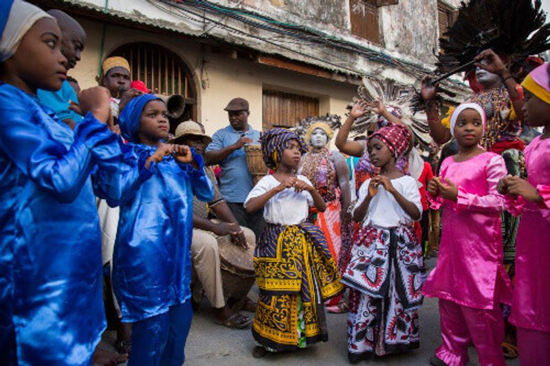 The Sauti za Busara Parade in the Stone town of Zanzibar.