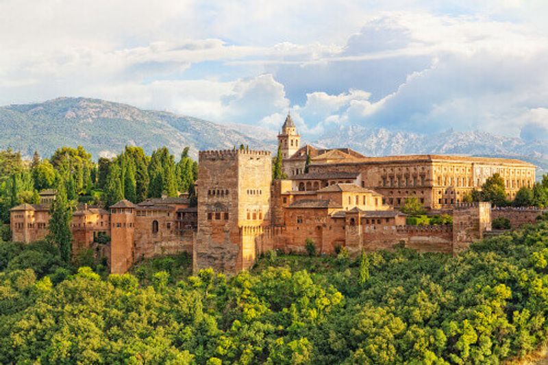 Ancient Arabic fortress of Alhambra in Granada, Spain.