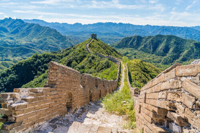 An unrestored section of The Great Wall of China looking towards Simatai