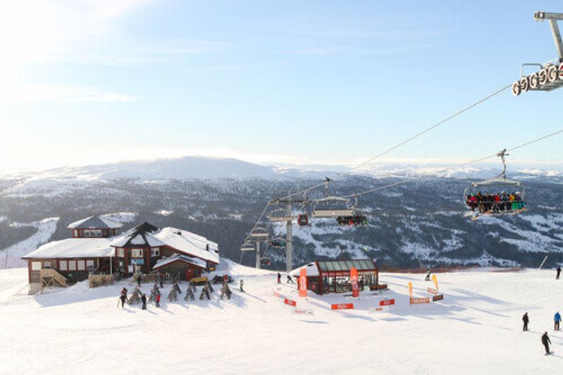 View from the top of the skiing piste in Are.