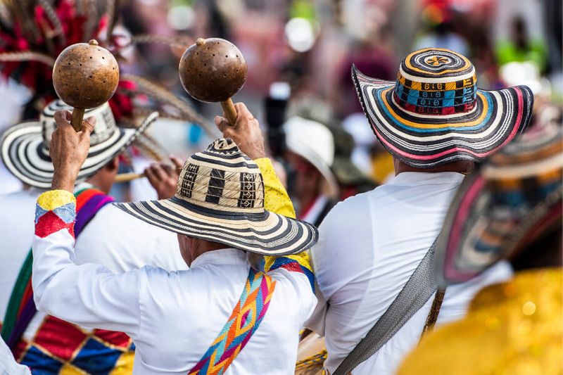 Dresses and traditional costumes of the Barranquilla´s Carnival in Columbia.