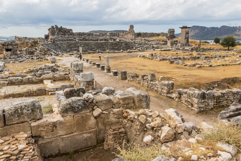 The UNESCO World Heritage Site of Letoon with temple ruins and amphitheatre visible.