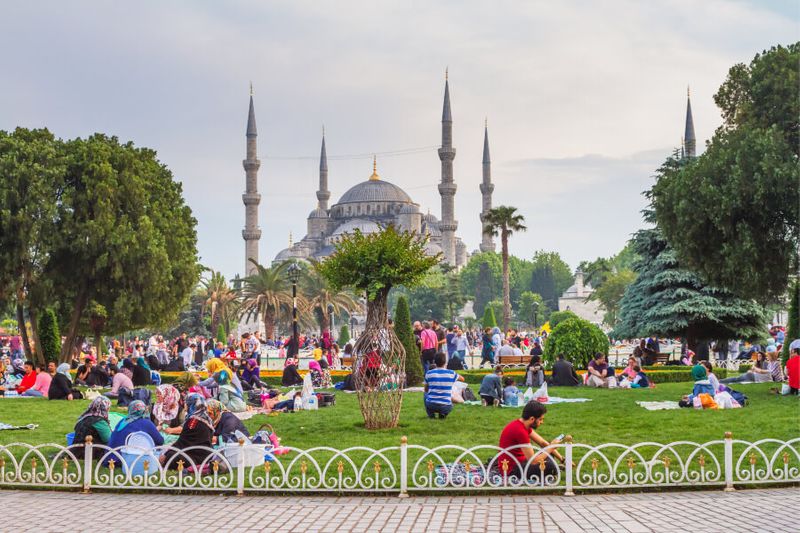 Locals celebrating the end of Ramadan at the Sultan Ahmet Park