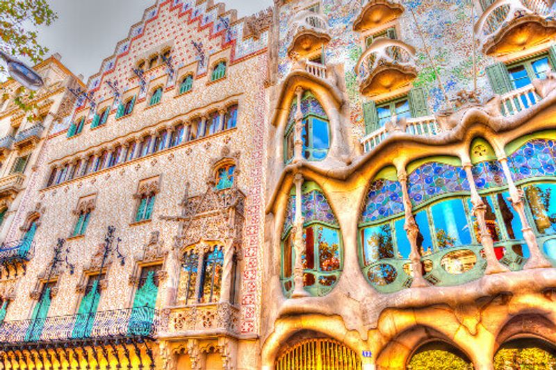The famous Casa Battlo building designed by Antonio Gaudi in Barcelona, Spain.