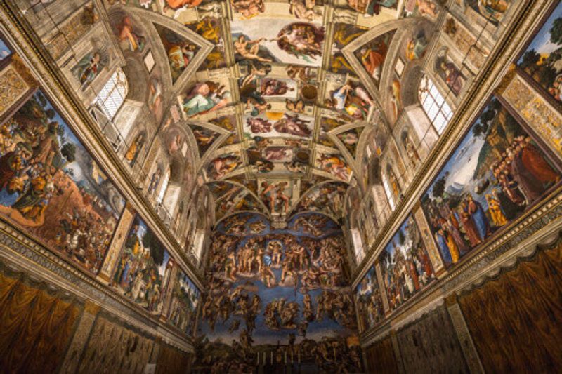 Ceiling of the Sistine Chapel in the Vatican Museum.