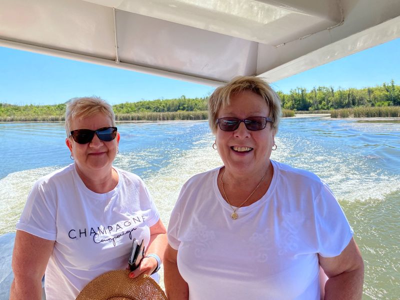 Gayle and Janet cruise Lake Argyle, the jewel of the Kimberley region in Western Australia.