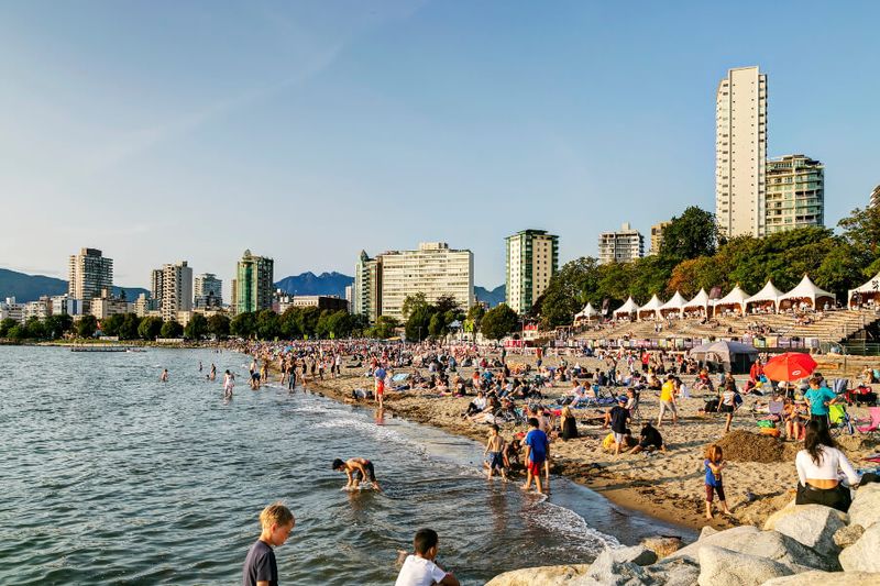 People at the English Bay Beach before the Celebration of Light starts