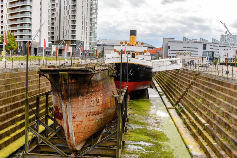 The SS Nomadic, a steamship of the White Star Line being displayed at the Titanic Quarter.