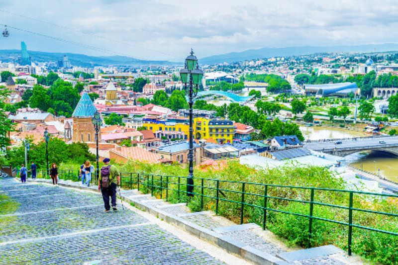 The roofs and domes of old Tbilisi from the descent from Narikala Fortress.