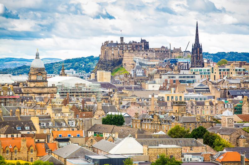 Cityscape overlooking Edinburgh Castle taken from the Arthurs Seat trail.