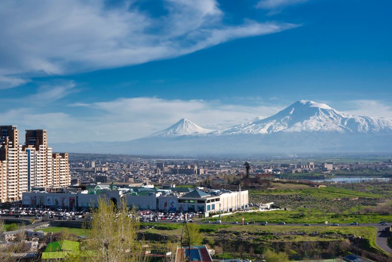 Yerevan, the capital of Armenia, with Mount Ararat in the background